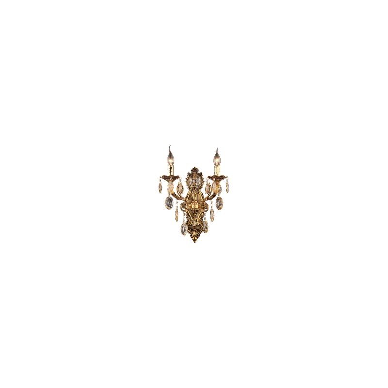 Lampara Arbotante Dorado  Gota de Cristal 2 Luces